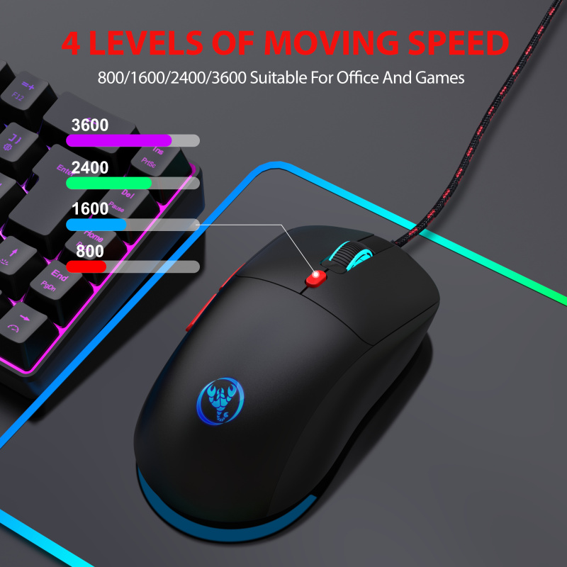 Wired Mouse with colorful illuminated 6 keys